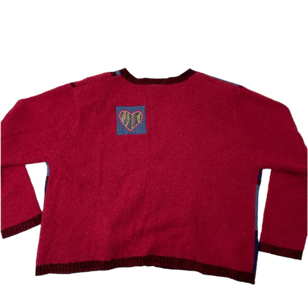 Vintage Chenille Christmas Patchwork Appliqu Card… - image 2